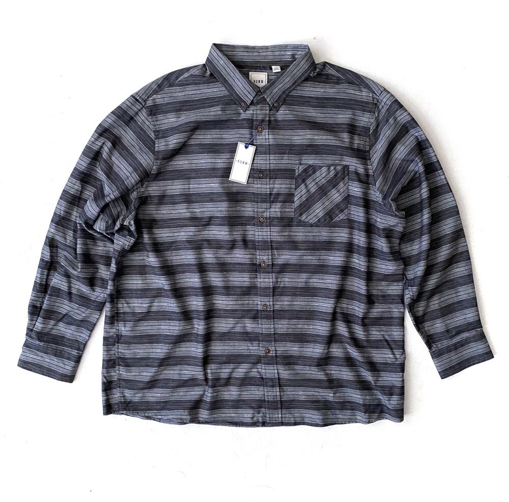 Rowm Shirt Gray Striped Nwt Cotton / Polyester Long Sleeve Shirt XXL 2XL